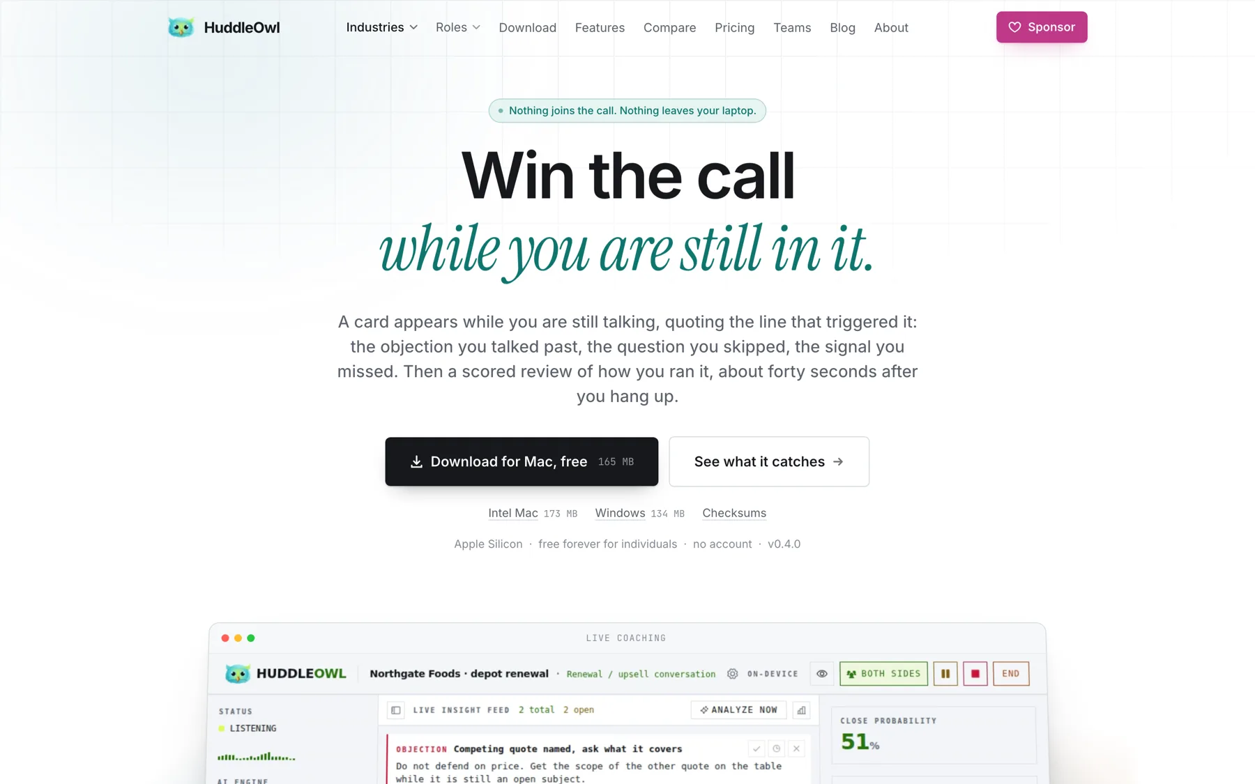 HuddleOwl: an AI meeting coach that runs entirely on your own laptop